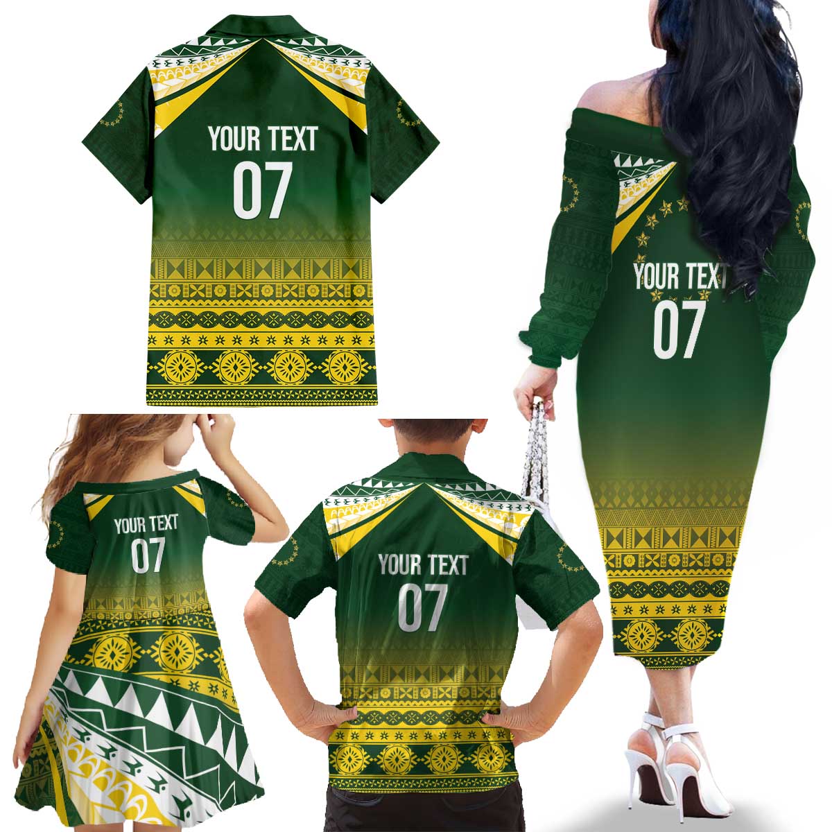 Cook Islands Rugby Custom Family Matching Off The Shoulder Long Sleeve Dress and Hawaiian Shirt Kuki Avaiki - Polynesian Pride