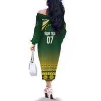 Cook Islands Rugby Custom Family Matching Off The Shoulder Long Sleeve Dress and Hawaiian Shirt Kuki Avaiki - Polynesian Pride