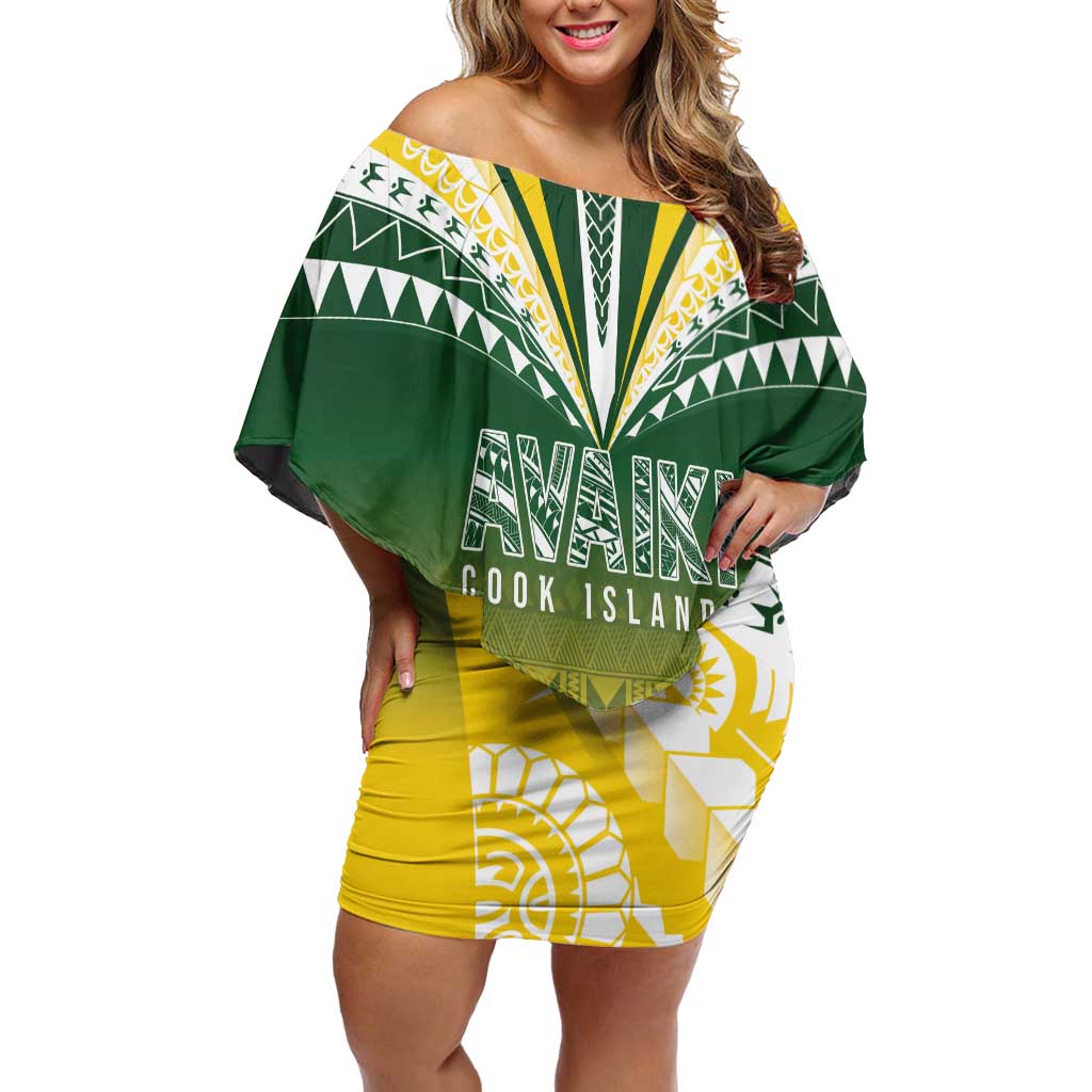 Cook Islands Rugby Custom Family Matching Off Shoulder Short Dress and Hawaiian Shirt Kuki Avaiki - Polynesian Pride