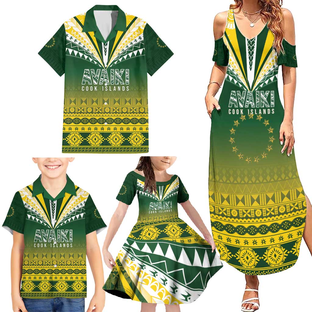 Cook Islands Rugby Custom Family Matching Summer Maxi Dress and Hawaiian Shirt Kuki Avaiki - Polynesian Pride