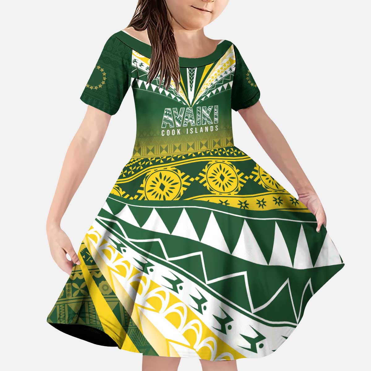 Cook Islands Rugby Custom Kid Short Sleeve Dress Kuki Avaiki - Polynesian Pride