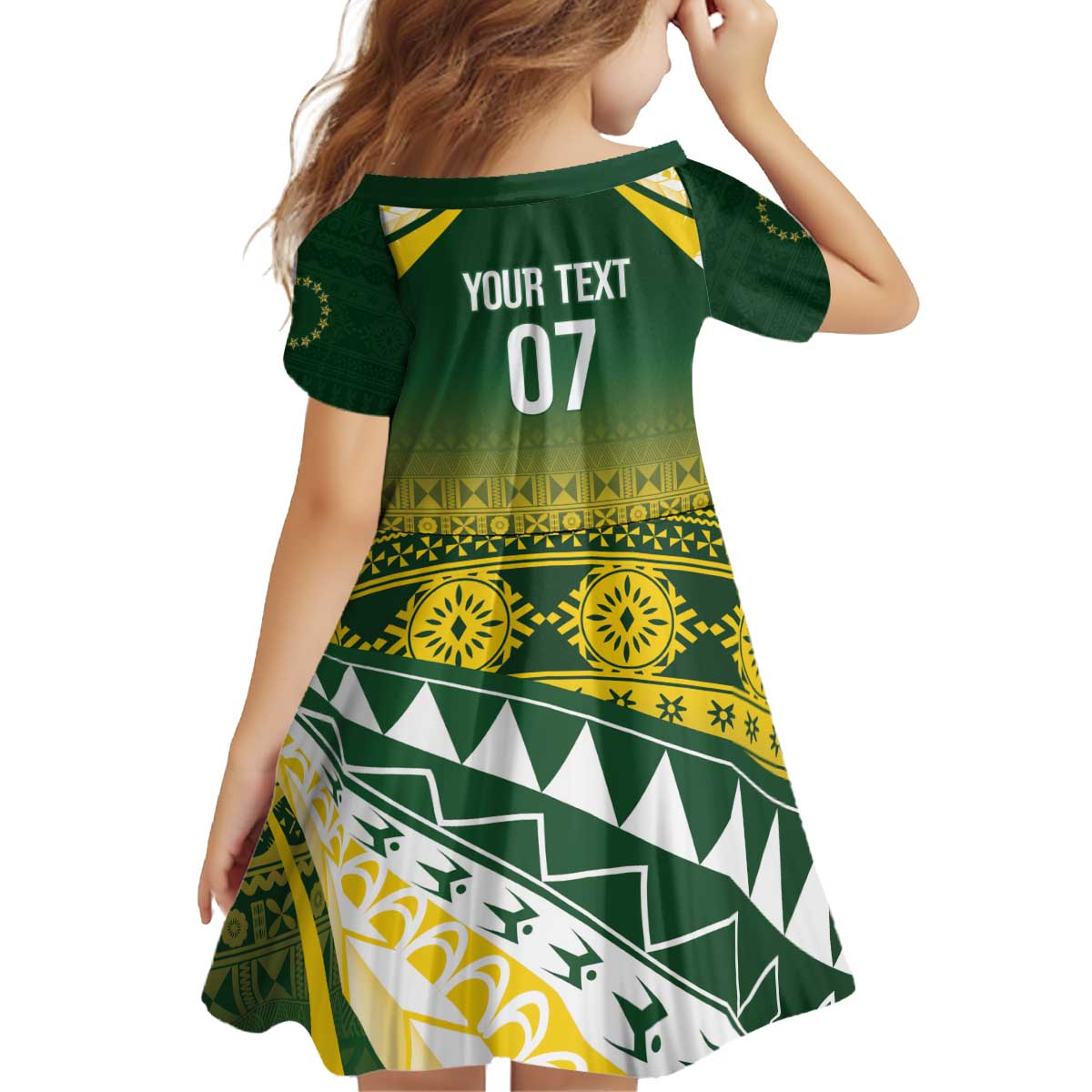 Cook Islands Rugby Custom Kid Short Sleeve Dress Kuki Avaiki - Polynesian Pride