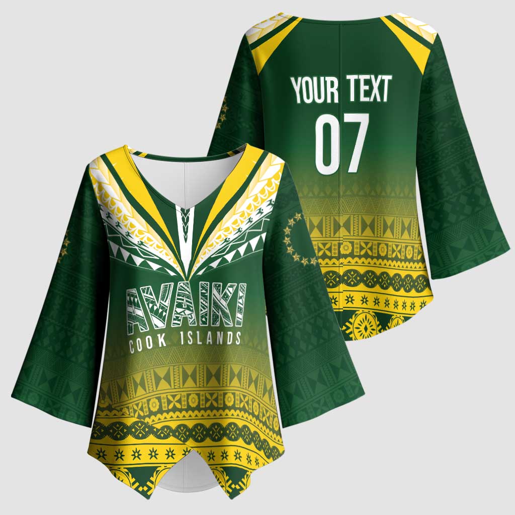Cook Islands Rugby Custom Kimono Sleeve Blouse Kuki Avaiki - Polynesian Pride