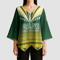 Cook Islands Rugby Custom Kimono Sleeve Blouse Kuki Avaiki - Polynesian Pride