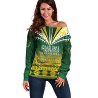 Cook Islands Rugby Custom Off Shoulder Sweater Kuki Avaiki - Polynesian Pride