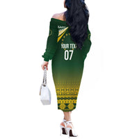 Cook Islands Rugby Custom Off The Shoulder Long Sleeve Dress Kuki Avaiki - Polynesian Pride