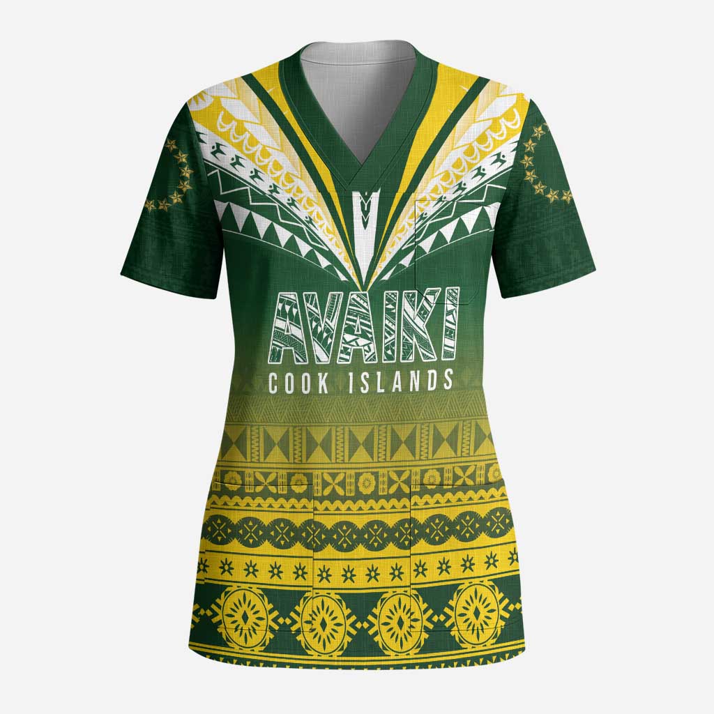 Cook Islands Rugby Custom Scrub Top Kuki Avaiki - Polynesian Pride