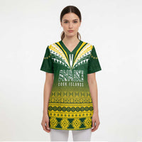 Cook Islands Rugby Custom Scrub Top Kuki Avaiki - Polynesian Pride