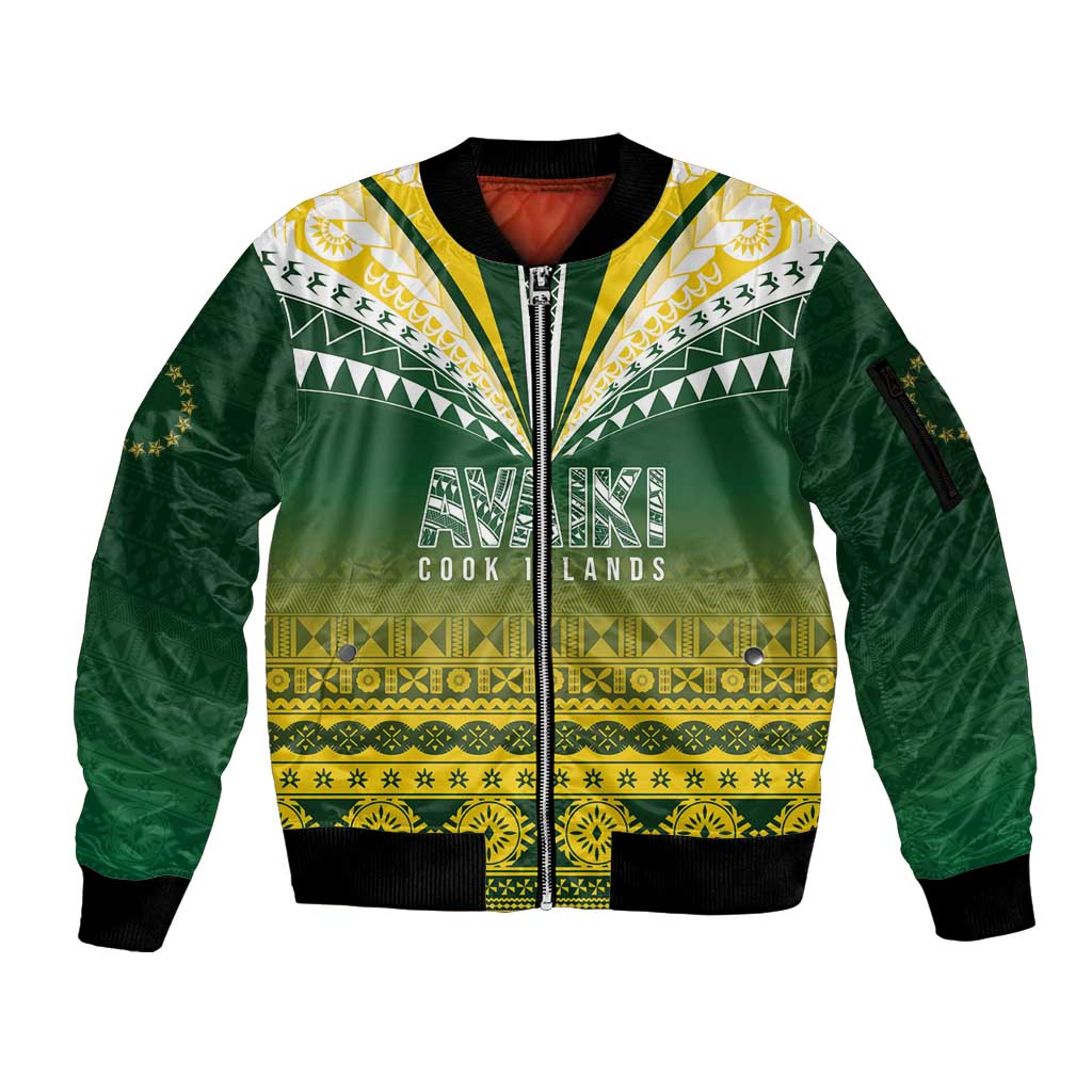 Cook Islands Rugby Custom Sleeve Zip Bomber Jacket Kuki Avaiki - Polynesian Pride