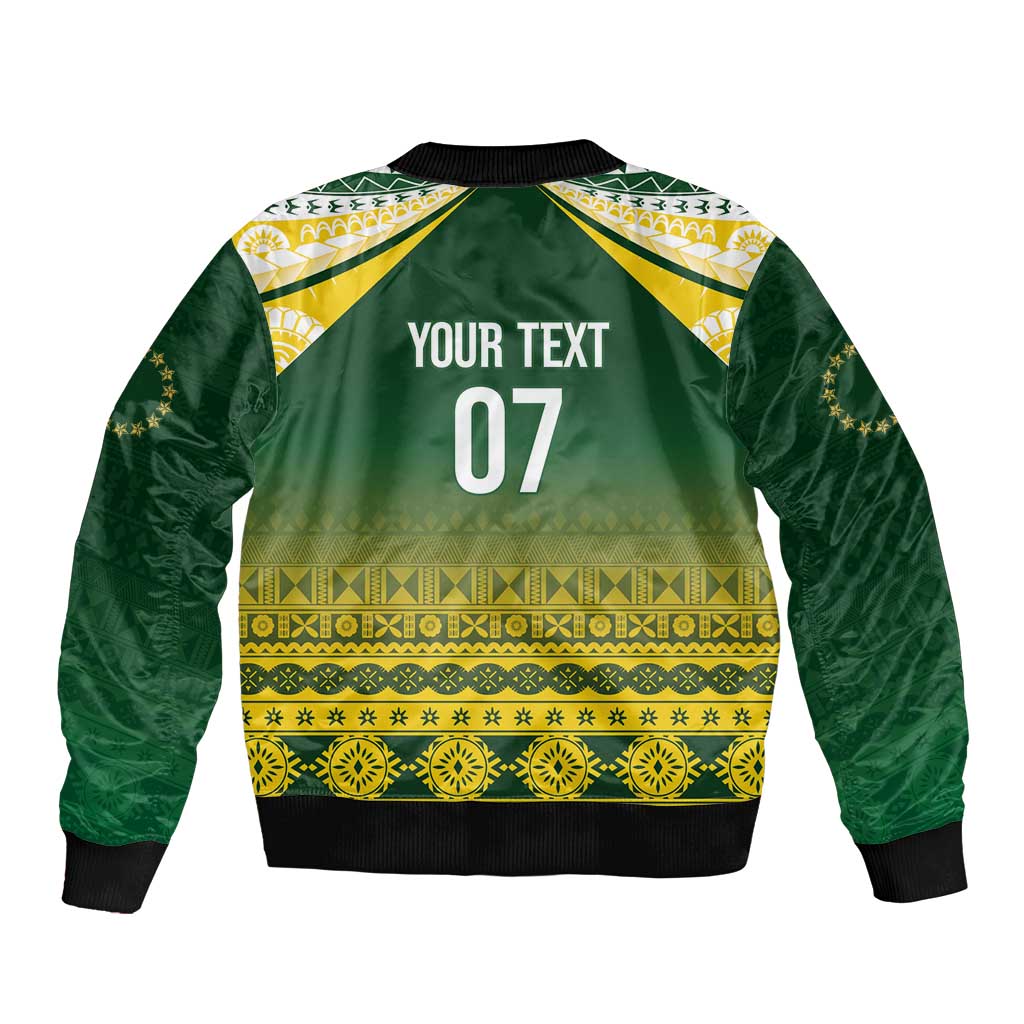 Cook Islands Rugby Custom Sleeve Zip Bomber Jacket Kuki Avaiki - Polynesian Pride