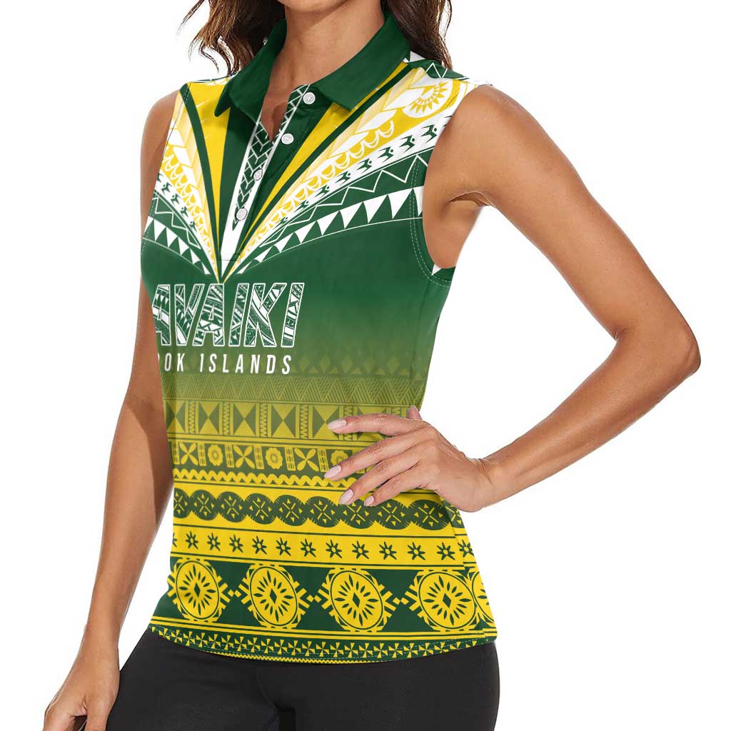 Cook Islands Rugby Custom Women Sleeveless Polo Shirt Kuki Avaiki - Polynesian Pride
