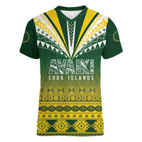 Cook Islands Rugby Custom Women V-Neck T-Shirt Kuki Avaiki - Polynesian Pride