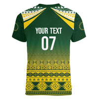 Cook Islands Rugby Custom Women V-Neck T-Shirt Kuki Avaiki - Polynesian Pride