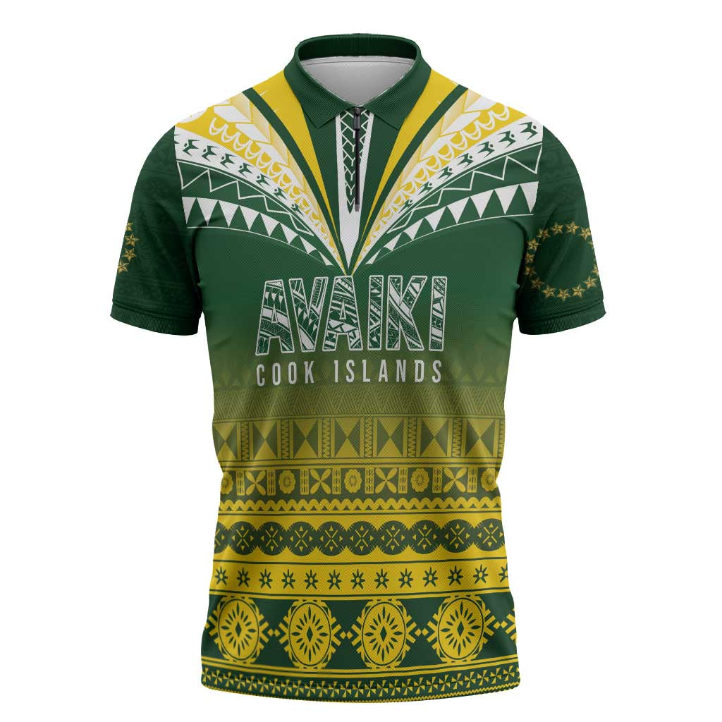 Cook Islands Rugby Custom Zipper Polo Shirt Kuki Avaiki - Polynesian Pride