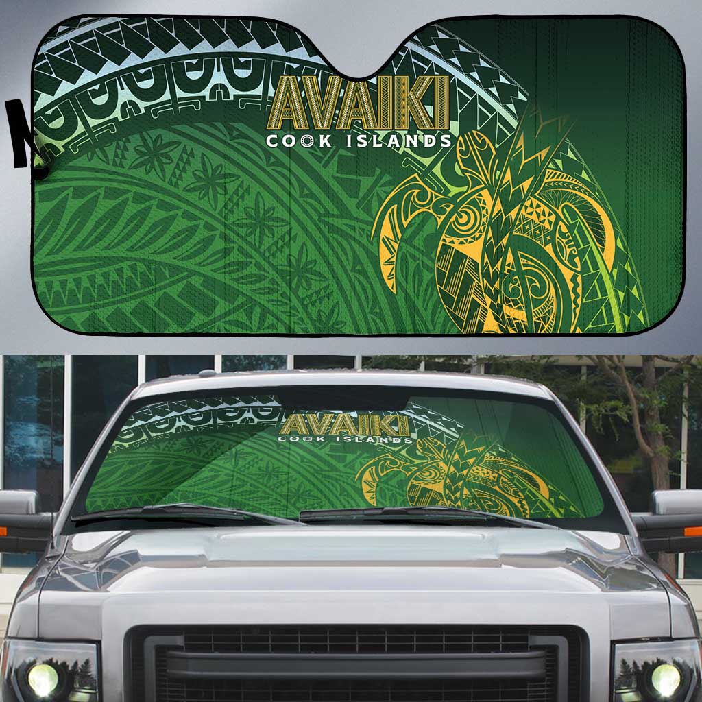 Cook Islands Rugby Kuki Avaiki Auto Sun Shade Tribal Turtle - Polynesian Pride
