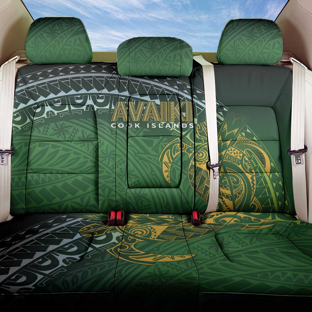 Cook Islands Rugby Kuki Avaiki Back Car Seat Cover Tribal Turtle - Polynesian Pride