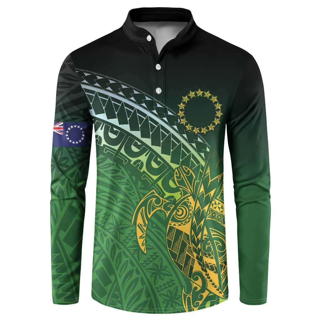 Cook Islands Rugby Kuki Avaiki Button Sweatshirt Tribal Turtle - Polynesian Pride