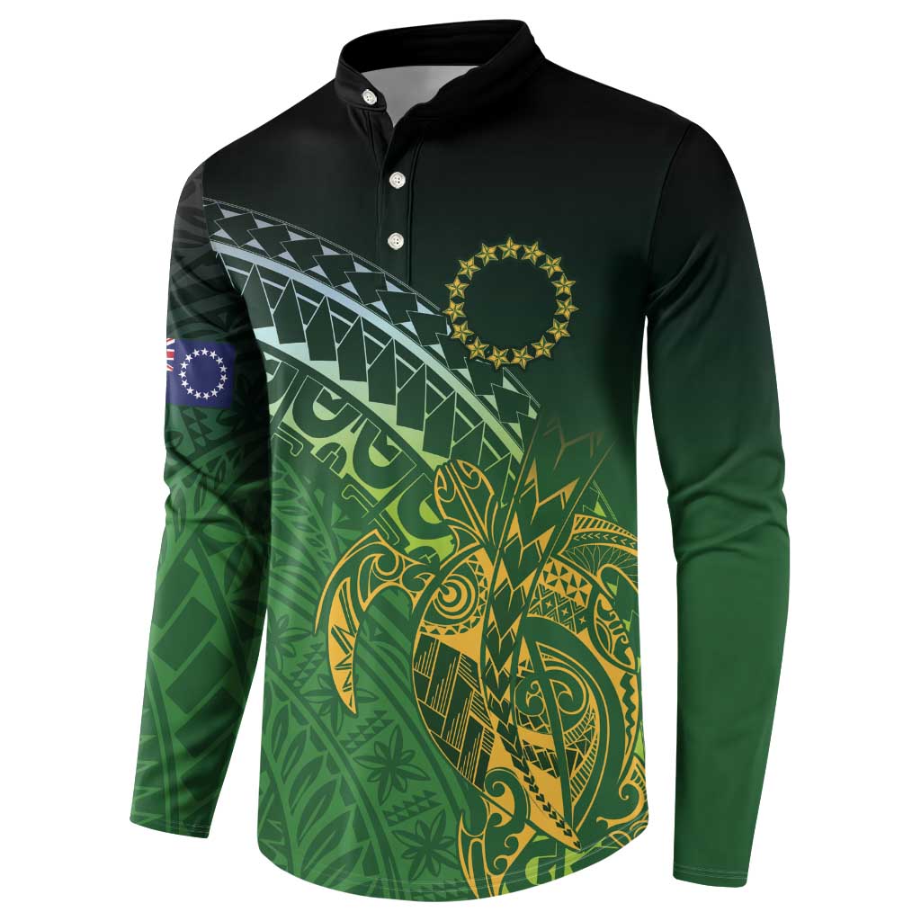Cook Islands Rugby Kuki Avaiki Button Sweatshirt Tribal Turtle - Polynesian Pride