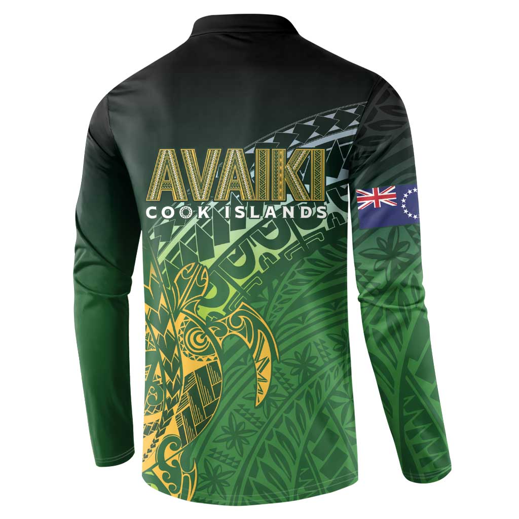 Cook Islands Rugby Kuki Avaiki Button Sweatshirt Tribal Turtle - Polynesian Pride