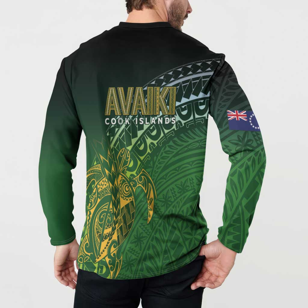 Cook Islands Rugby Kuki Avaiki Button Sweatshirt Tribal Turtle - Polynesian Pride