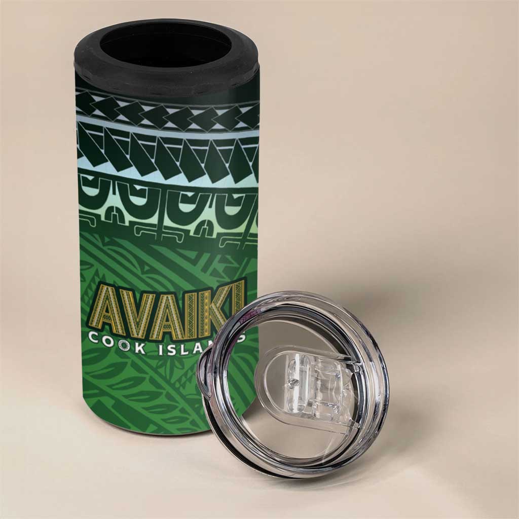 Cook Islands Rugby Kuki Avaiki 4 in 1 Can Cooler Tumbler Tribal Turtle - Polynesian Pride