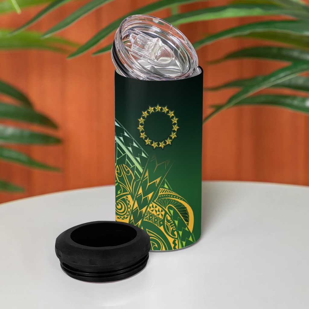 Cook Islands Rugby Kuki Avaiki 4 in 1 Can Cooler Tumbler Tribal Turtle - Polynesian Pride