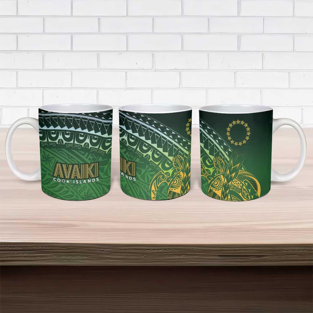 Cook Islands Rugby Kuki Avaiki Ceramic Mug Tribal Turtle - Polynesian Pride