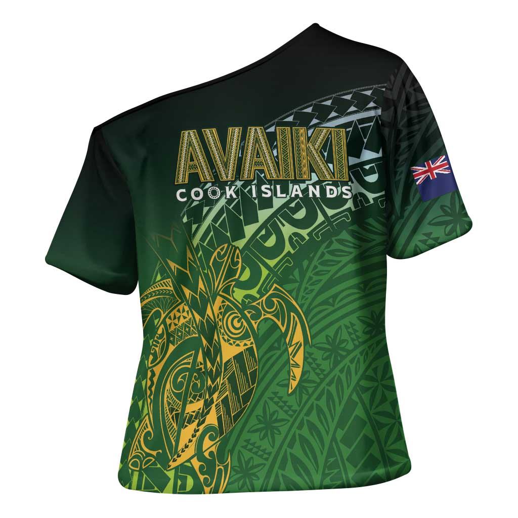 Cook Islands Rugby Kuki Avaiki Cross Shoulder Shirt Tribal Turtle - Polynesian Pride