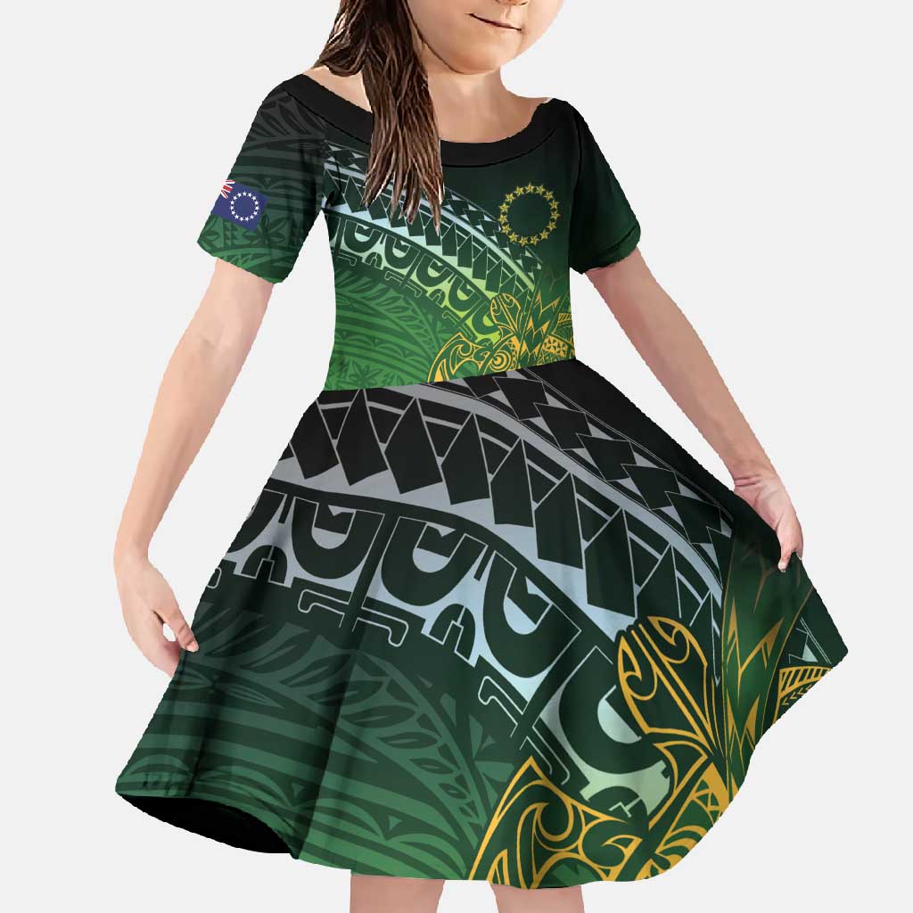 Cook Islands Rugby Kuki Avaiki Family Matching Mermaid Dress and Hawaiian Shirt Tribal Turtle - Polynesian Pride