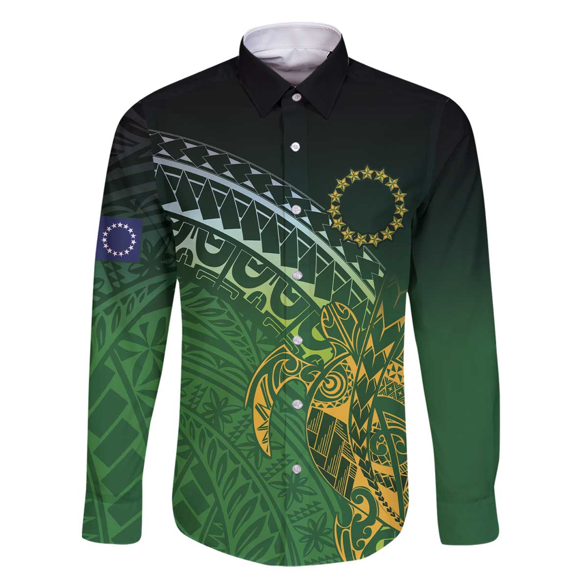 Cook Islands Rugby Kuki Avaiki Family Matching Off The Shoulder Long Sleeve Dress and Hawaiian Shirt Tribal Turtle - Polynesian Pride