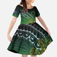 Cook Islands Rugby Kuki Avaiki Family Matching Off Shoulder Maxi Dress and Hawaiian Shirt Tribal Turtle - Polynesian Pride