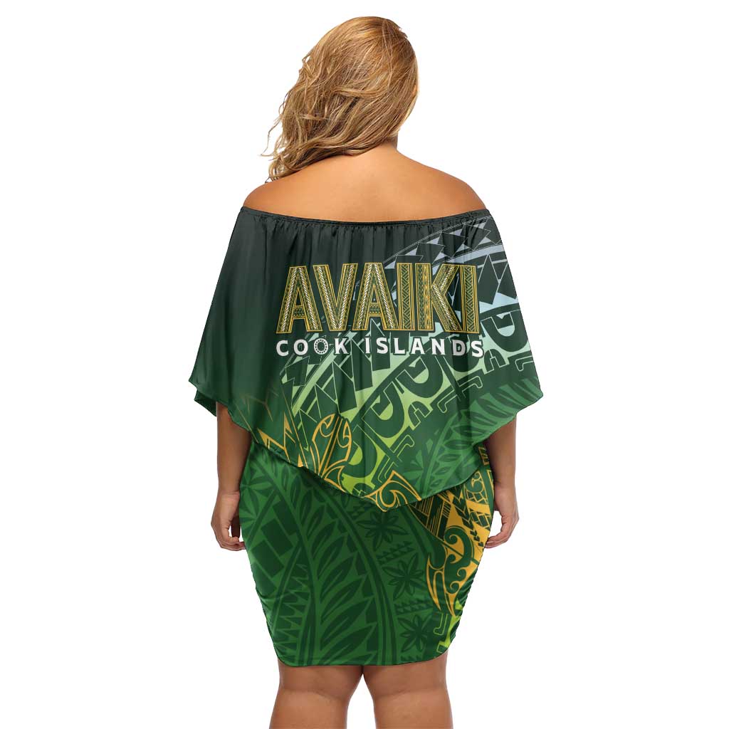 Cook Islands Rugby Kuki Avaiki Family Matching Off Shoulder Short Dress and Hawaiian Shirt Tribal Turtle - Polynesian Pride