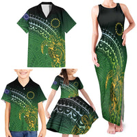 Cook Islands Rugby Kuki Avaiki Family Matching Tank Maxi Dress and Hawaiian Shirt Tribal Turtle - Polynesian Pride
