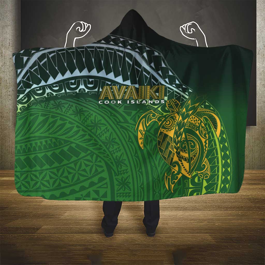 Cook Islands Rugby Kuki Avaiki Hooded Blanket Tribal Turtle - Polynesian Pride