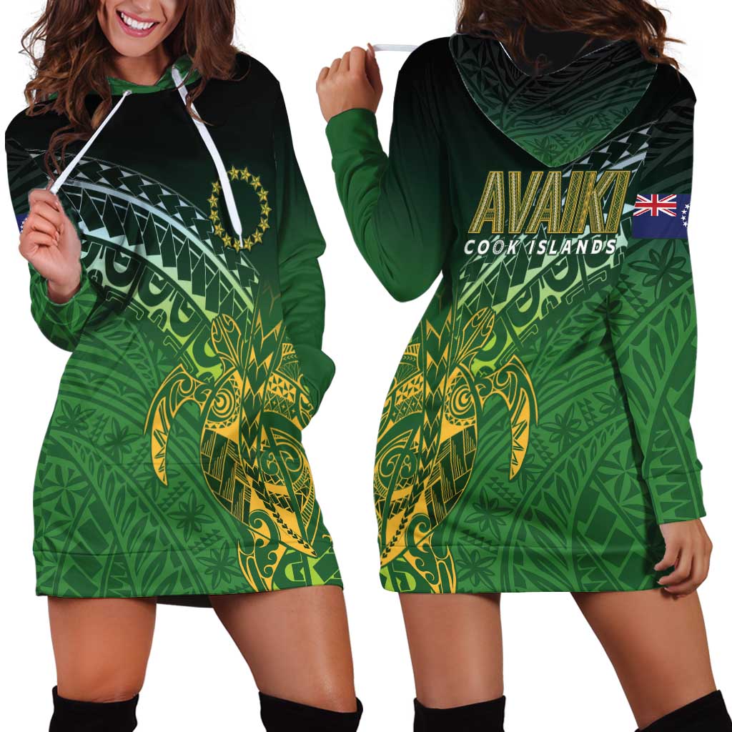 Cook Islands Rugby Kuki Avaiki Hoodie Dress Tribal Turtle - Polynesian Pride