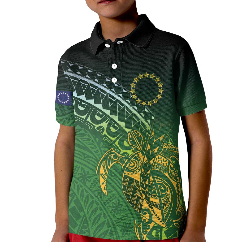 Cook Islands Rugby Kuki Avaiki Kid Polo Shirt Tribal Turtle - Polynesian Pride
