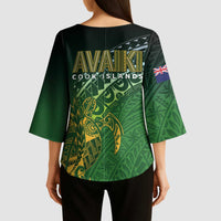 Cook Islands Rugby Kuki Avaiki Kimono Sleeve Blouse Tribal Turtle - Polynesian Pride