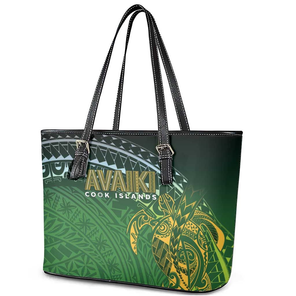 Cook Islands Rugby Kuki Avaiki Leather Tote Bag Tribal Turtle - Polynesian Pride