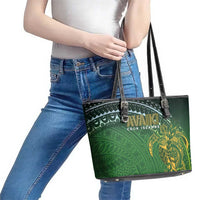Cook Islands Rugby Kuki Avaiki Leather Tote Bag Tribal Turtle - Polynesian Pride