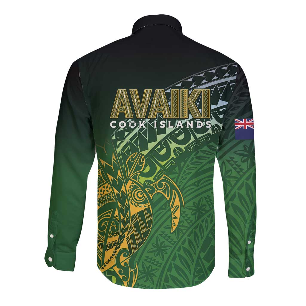 Cook Islands Rugby Kuki Avaiki Long Sleeve Button Shirt Tribal Turtle - Polynesian Pride