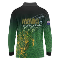 Cook Islands Rugby Kuki Avaiki Long Sleeve Polo Shirt Tribal Turtle - Polynesian Pride