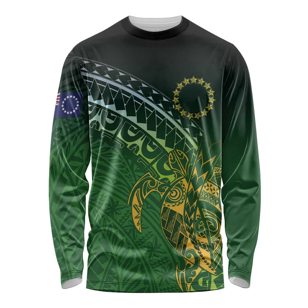 Cook Islands Rugby Kuki Avaiki Long Sleeve Shirt Tribal Turtle - Polynesian Pride