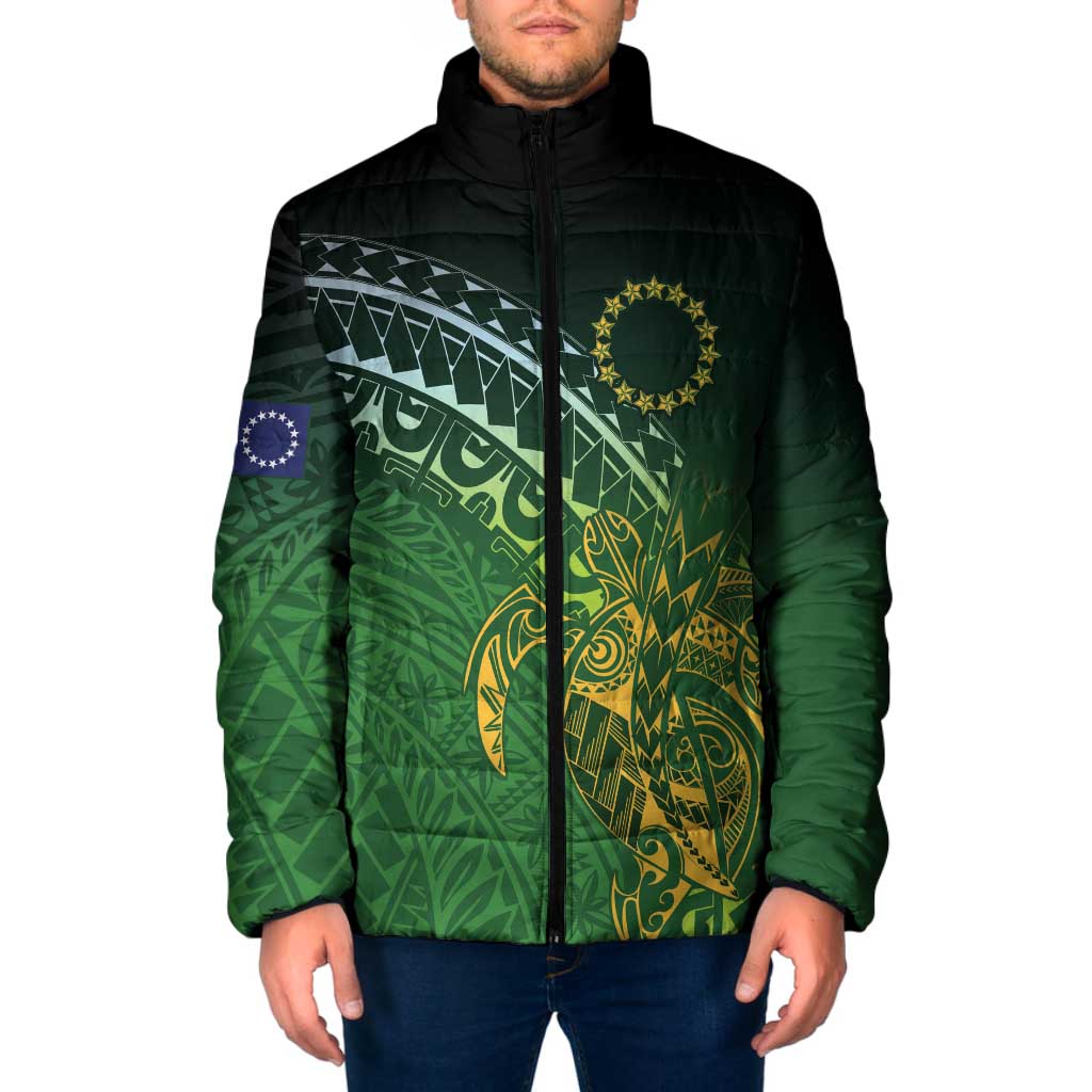 Cook Islands Rugby Kuki Avaiki Padded Jacket Tribal Turtle - Polynesian Pride