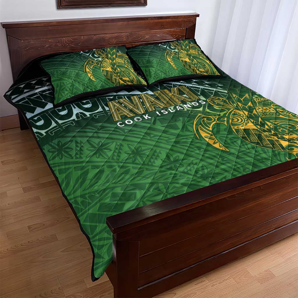 Cook Islands Rugby Kuki Avaiki Quilt Bed Set Tribal Turtle - Polynesian Pride