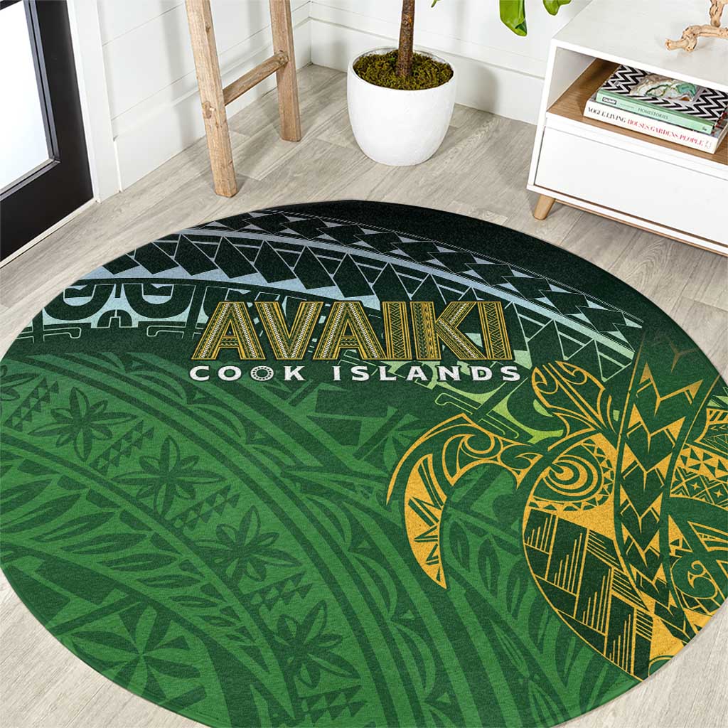 Cook Islands Rugby Kuki Avaiki Round Carpet Tribal Turtle - Polynesian Pride