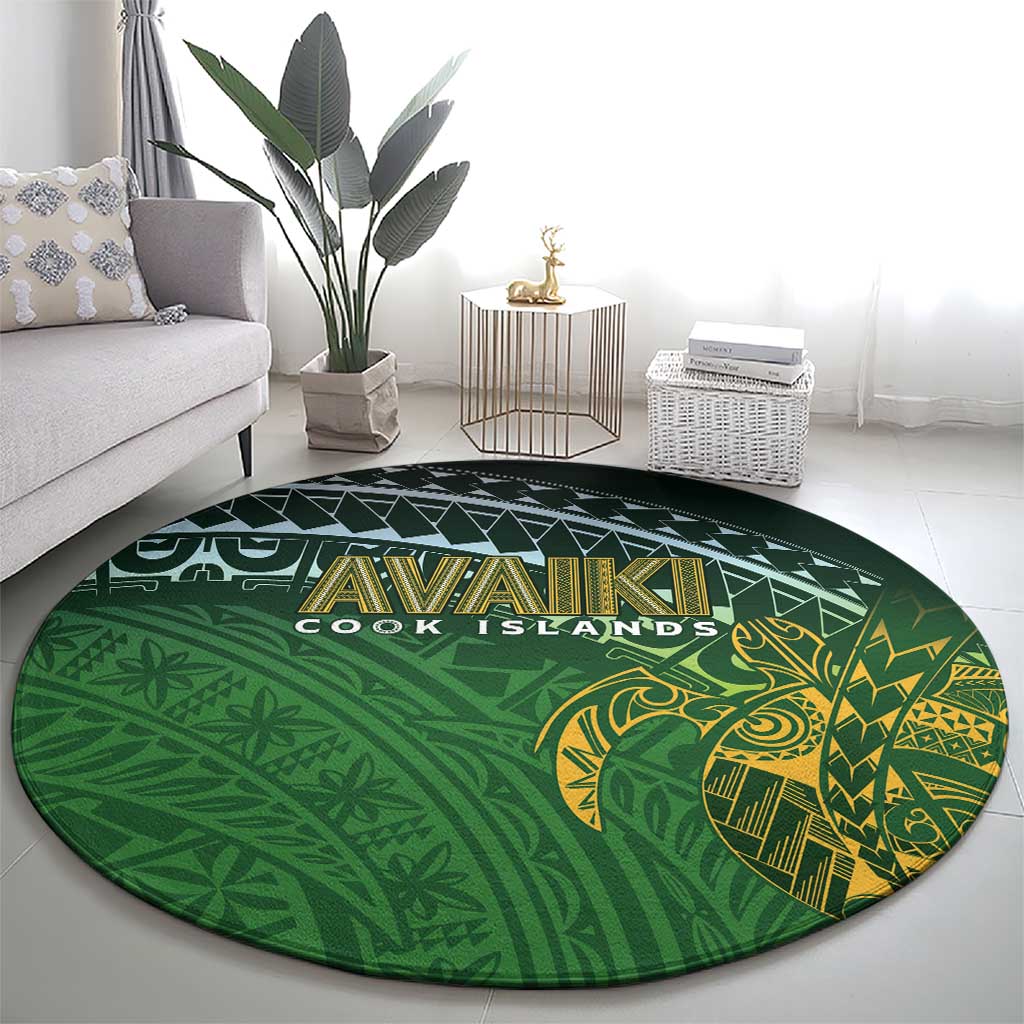 Cook Islands Rugby Kuki Avaiki Round Carpet Tribal Turtle - Polynesian Pride