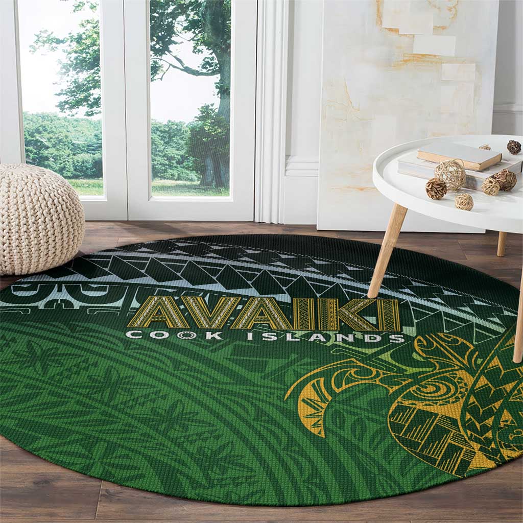 Cook Islands Rugby Kuki Avaiki Round Carpet Tribal Turtle - Polynesian Pride