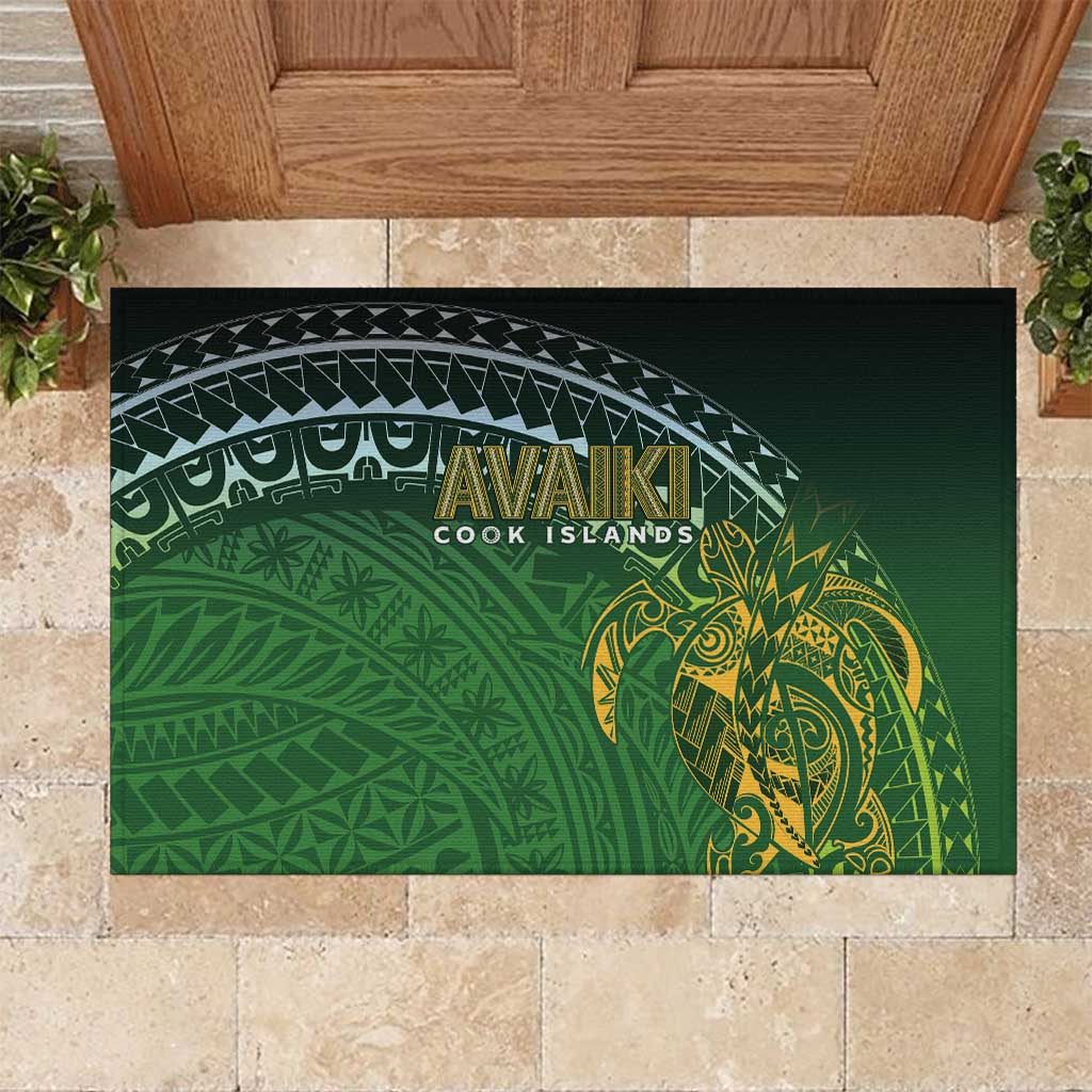 Cook Islands Rugby Kuki Avaiki Rubber Doormat Tribal Turtle - Polynesian Pride