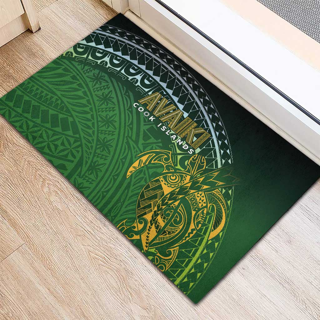 Cook Islands Rugby Kuki Avaiki Rubber Doormat Tribal Turtle - Polynesian Pride