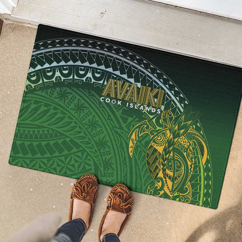 Cook Islands Rugby Kuki Avaiki Rubber Doormat Tribal Turtle - Polynesian Pride